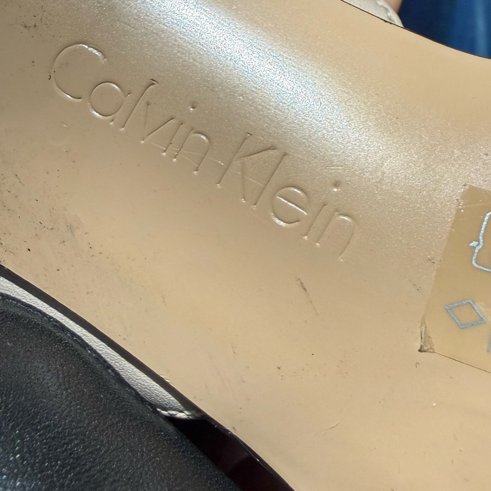 Calvin Klein Black and Gold D'Orsay Pointed-Toe Pumps - Picture 4 of 7